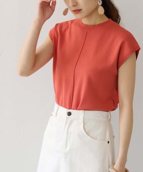 HER CLOSET(ハークローゼット)の「【cheriella】WEB限定イージーケアCOOLタッチセンターラインノースリーブサマーニット(ニット/セーター・レディース・ブラック/ブルー/ピンクベージュ/テラコッタ/ホワイト/グレイッシュベージュ・M)」の22枚目の写真