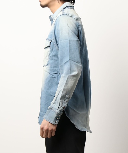 Big John（ビッグジョン）の「BIGJOHN/ビッグジョン/デニムシャツ（シャツ/ブラウス・メンズ・ブルー・SMALL/MEDIUM/LARGE/X-SMALL）」の2枚目の写真