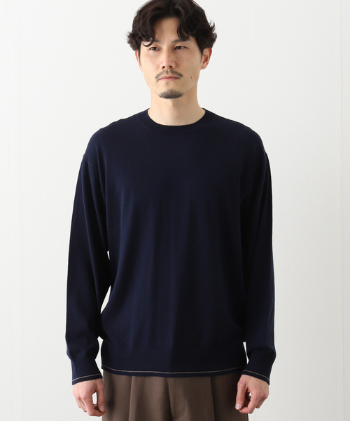 417 EDIFICE（フォーワンセブンエディフィス）の「ハイゲージライトウエイトプルオーバー（ニット/セーター・メンズ・ホワイト/ネイビー・SMALL/MEDIUM/LARGE）」の18枚目の写真