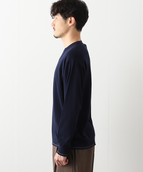 417 EDIFICE（フォーワンセブンエディフィス）の「ハイゲージライトウエイトプルオーバー（ニット/セーター・メンズ・ホワイト/ネイビー・SMALL/MEDIUM/LARGE）」の19枚目の写真