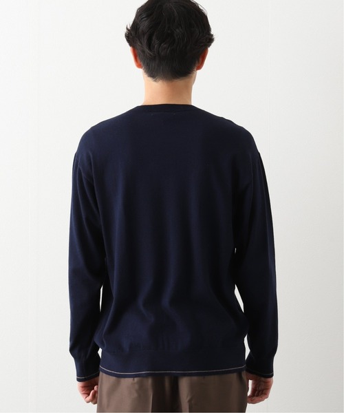 417 EDIFICE（フォーワンセブンエディフィス）の「ハイゲージライトウエイトプルオーバー（ニット/セーター・メンズ・ホワイト/ネイビー・SMALL/MEDIUM/LARGE）」の6枚目の写真