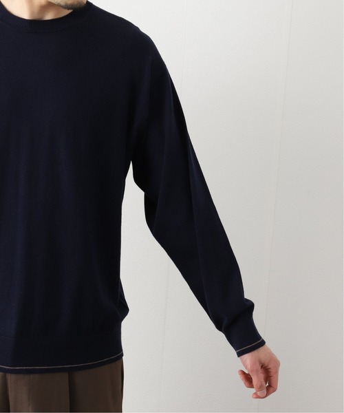 417 EDIFICE（フォーワンセブンエディフィス）の「ハイゲージライトウエイトプルオーバー（ニット/セーター・メンズ・ホワイト/ネイビー・SMALL/MEDIUM/LARGE）」の12枚目の写真