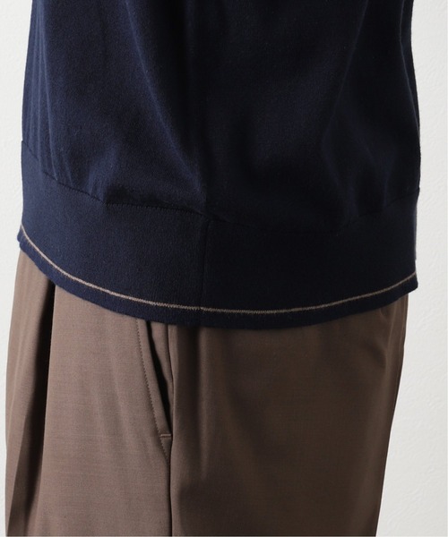 417 EDIFICE（フォーワンセブンエディフィス）の「ハイゲージライトウエイトプルオーバー（ニット/セーター・メンズ・ホワイト/ネイビー・SMALL/MEDIUM/LARGE）」の14枚目の写真