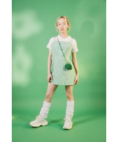 WC（ダブル シー）の「ギンガムミニキャミワンピース（ワンピース・レディース・ブラック/ピンク/ブルー/グリーン・FREE）」の5枚目の写真