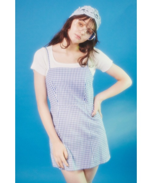 WC（ダブル シー）の「ギンガムミニキャミワンピース（ワンピース・レディース・ブラック/ピンク/ブルー/グリーン・FREE）」の7枚目の写真