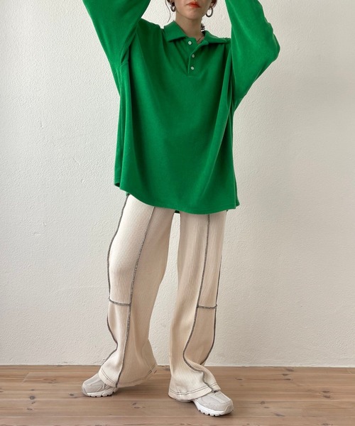 wee9s(ウィークス)の「relax wafflel pants / リラックスワッフルパンツ(スウェットパンツ・レディース・ホワイト/ブラック・FREE)」の6枚目の写真