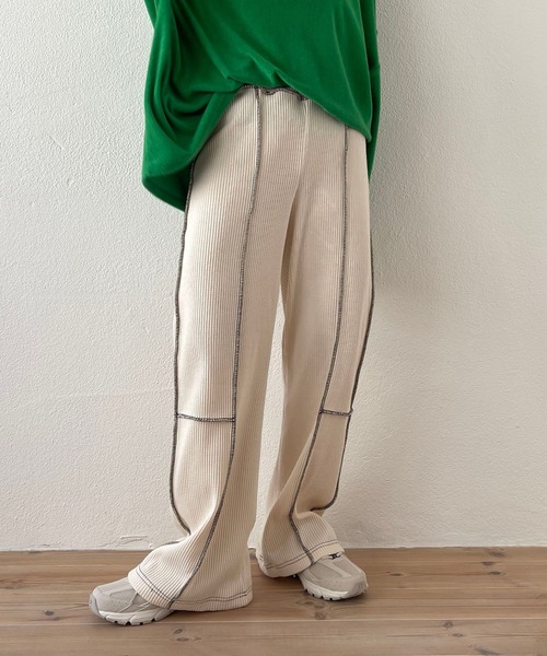 wee9s(ウィークス)の「relax wafflel pants / リラックスワッフルパンツ(スウェットパンツ・レディース・ホワイト/ブラック・FREE)」の8枚目の写真