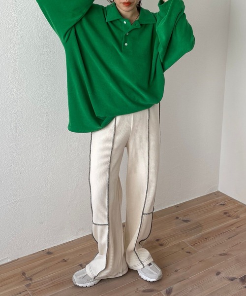 wee9s(ウィークス)の「relax wafflel pants / リラックスワッフルパンツ(スウェットパンツ・レディース・ホワイト/ブラック・FREE)」の14枚目の写真