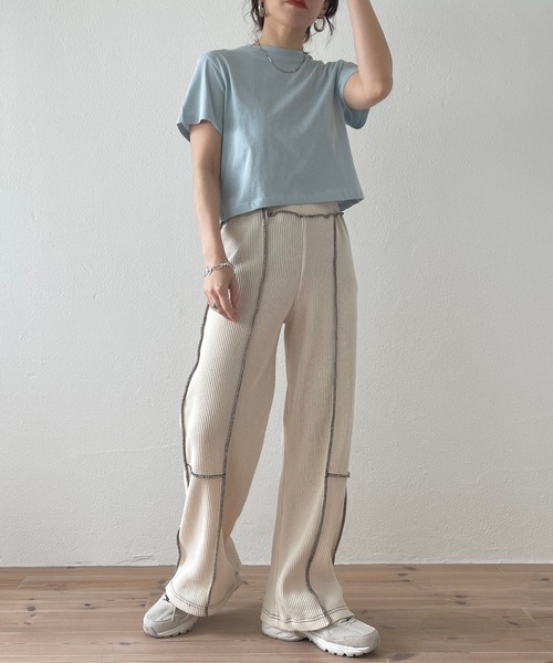 wee9s(ウィークス)の「relax wafflel pants / リラックスワッフルパンツ(スウェットパンツ・レディース・ホワイト/ブラック・FREE)」の15枚目の写真