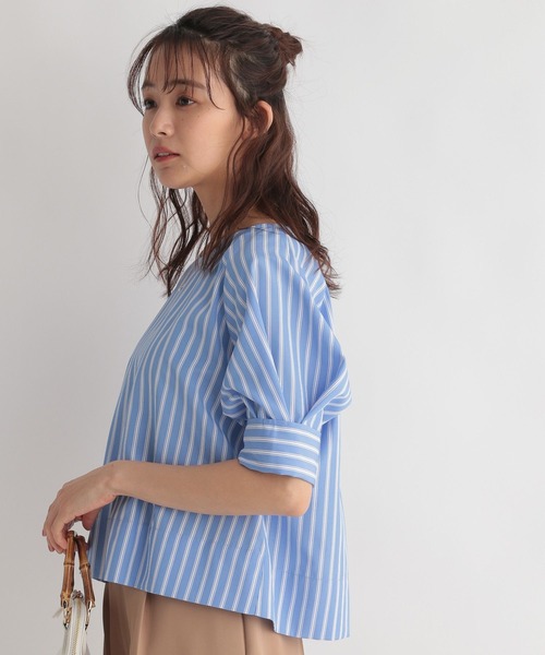 ブラウス シャツ ストライプシャツ レディース Andemiu（アンデミュウ）の「ストライプシャツ275478（シャツ