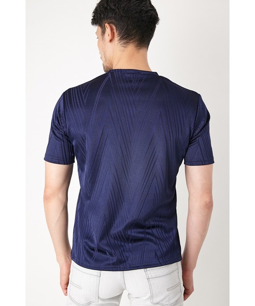 HIGH STREET(ハイストリート)の「HIGH STREET∴ランダムへリンボンVネックTシャツ(Tシャツ/カットソー・メンズ・ネイビー/グレー・LL/M/L)」の6枚目の写真