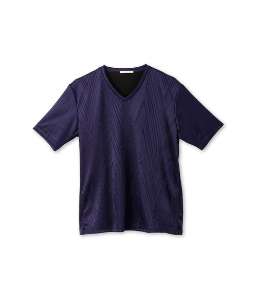 HIGH STREET(ハイストリート)の「HIGH STREET∴ランダムへリンボンVネックTシャツ(Tシャツ/カットソー・メンズ・ネイビー/グレー・LL/M/L)」の8枚目の写真