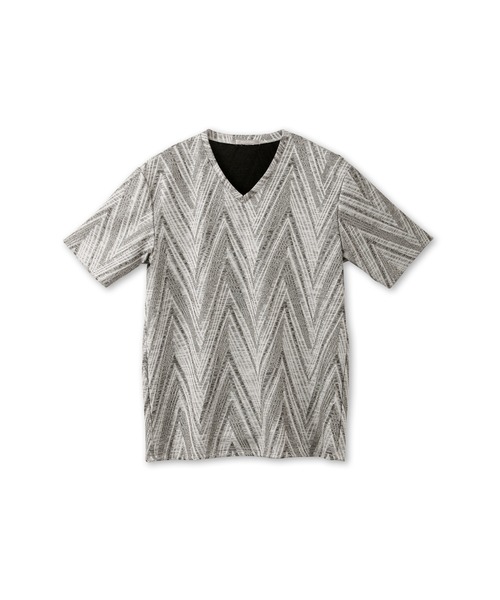 HIGH STREET(ハイストリート)の「HIGH STREET∴ランダムへリンボンVネックTシャツ(Tシャツ/カットソー・メンズ・ネイビー/グレー・LL/M/L)」の12枚目の写真