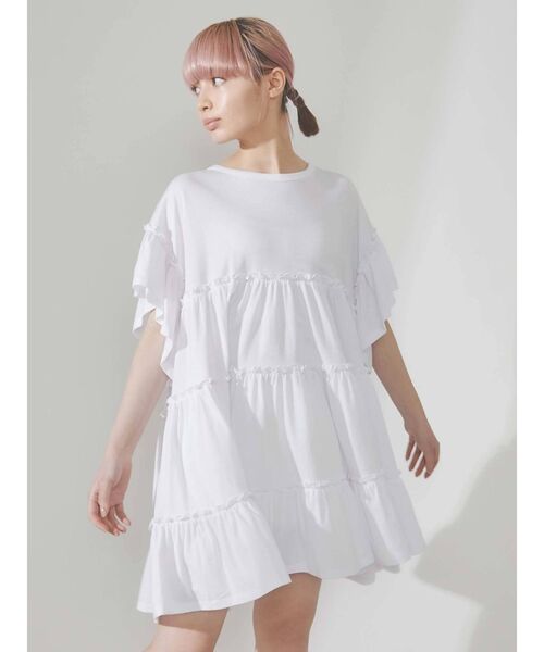 merry jenny（メリージェニー）の「カットティアードミニワンピース（ワンピース・レディース・オフホワイト/ブラック/グリーン・FREE）」の15枚目の写真