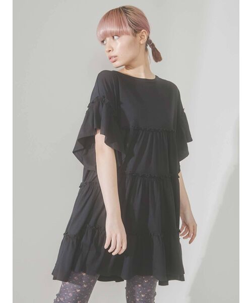 merry jenny（メリージェニー）の「カットティアードミニワンピース（ワンピース・レディース・オフホワイト/ブラック/グリーン・FREE）」の11枚目の写真