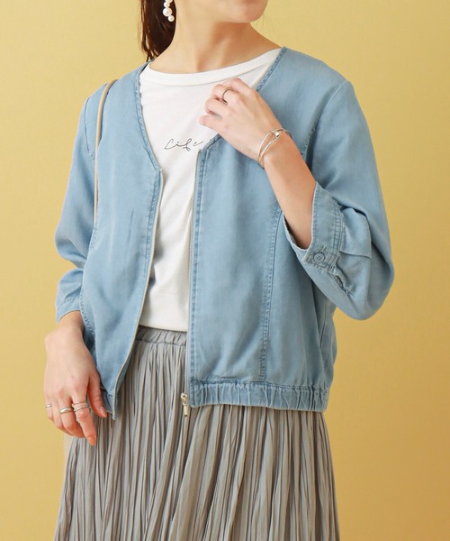 libelle more（リベル モア）の「《ウォッシャブル》リヨセルデニムVネックブルゾン（デニムジャケット・レディース・サックスブルー/インディゴブルー/ブルー・M/L）」の2枚目の写真