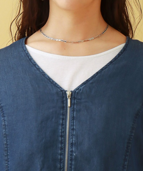 libelle more（リベル モア）の「《ウォッシャブル》リヨセルデニムVネックブルゾン（デニムジャケット・レディース・サックスブルー/インディゴブルー/ブルー・M/L）」の7枚目の写真