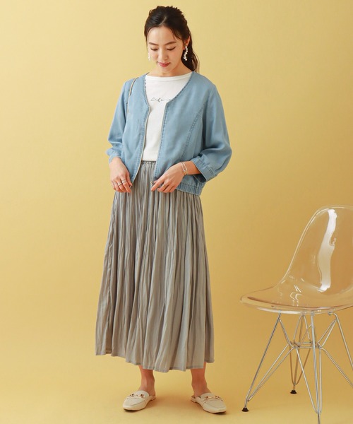 libelle more（リベル モア）の「《ウォッシャブル》リヨセルデニムVネックブルゾン（デニムジャケット・レディース・サックスブルー/インディゴブルー/ブルー・M/L）」の18枚目の写真