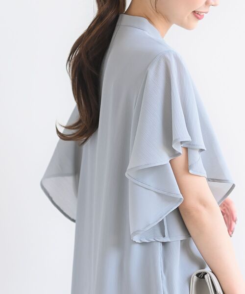 rps（アールピーエス）の「フレアースリーブバンドカラーブラウス（シャツ/ブラウス・レディース・オフホワイト/ブラック/グレイッシュブルー/ライトグレー/ダークグリーン・M）」の19枚目の写真