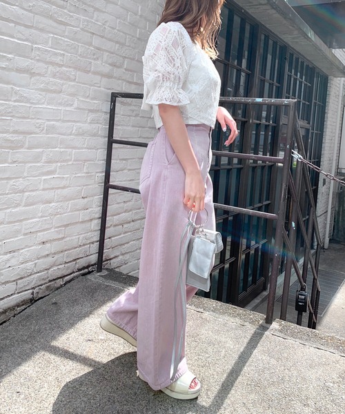 OLIVE des OLIVE（オリーブデオリーブ）の「バックリボンレースブラウス（シャツ/ブラウス・レディース・ブルー/ブラック/オフホワイト・FREE）」の5枚目の写真