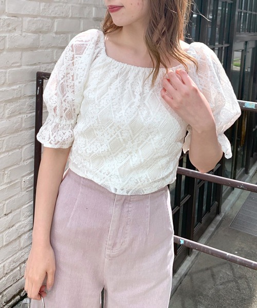 OLIVE des OLIVE（オリーブデオリーブ）の「バックリボンレースブラウス（シャツ/ブラウス・レディース・ブルー/ブラック/オフホワイト・FREE）」の7枚目の写真