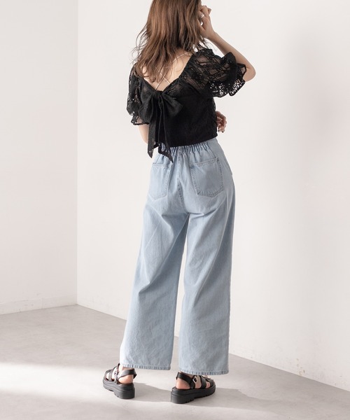 OLIVE des OLIVE（オリーブデオリーブ）の「バックリボンレースブラウス（シャツ/ブラウス・レディース・ブルー/ブラック/オフホワイト・FREE）」の12枚目の写真