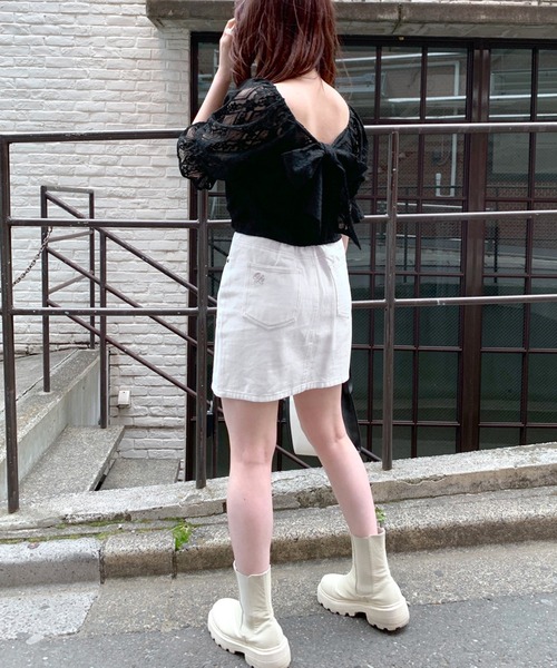 OLIVE des OLIVE（オリーブデオリーブ）の「バックリボンレースブラウス（シャツ/ブラウス・レディース・ブルー/ブラック/オフホワイト・FREE）」の16枚目の写真