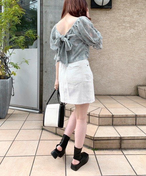 OLIVE des OLIVE（オリーブデオリーブ）の「バックリボンレースブラウス（シャツ/ブラウス・レディース・ブルー/ブラック/オフホワイト・FREE）」の19枚目の写真