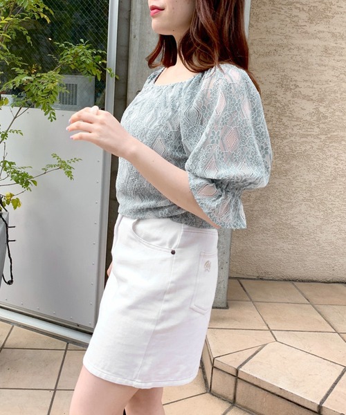 OLIVE des OLIVE（オリーブデオリーブ）の「バックリボンレースブラウス（シャツ/ブラウス・レディース・ブルー/ブラック/オフホワイト・FREE）」の21枚目の写真