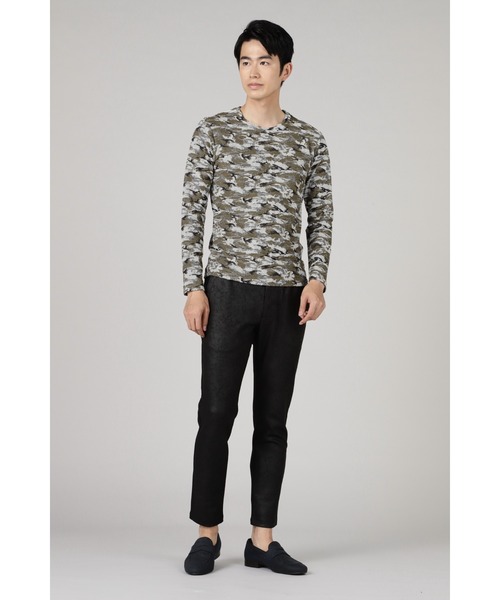 HIGH STREET(ハイストリート)の「HIGH STREET∴ウッドランド迷彩パイルJQクルーネックカットソー(Tシャツ/カットソー・メンズ・カーキ/グレー系その他/ブラック・M/L/LL)」の5枚目の写真