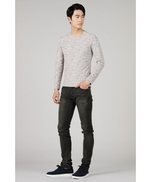 HIGH STREET(ハイストリート)の「HIGH STREET∴ウッドランド迷彩パイルJQクルーネックカットソー(Tシャツ/カットソー・メンズ・カーキ/グレー系その他/ブラック・M/L/LL)」の6枚目の写真