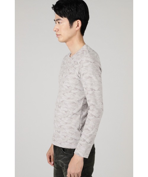 HIGH STREET(ハイストリート)の「HIGH STREET∴ウッドランド迷彩パイルJQクルーネックカットソー(Tシャツ/カットソー・メンズ・カーキ/グレー系その他/ブラック・M/L/LL)」の7枚目の写真