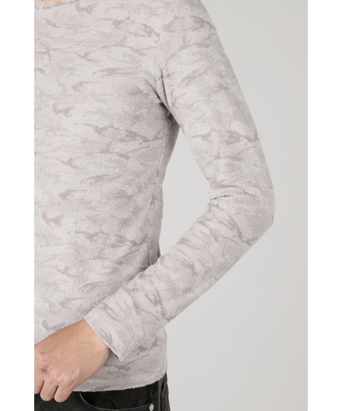 HIGH STREET(ハイストリート)の「HIGH STREET∴ウッドランド迷彩パイルJQクルーネックカットソー(Tシャツ/カットソー・メンズ・カーキ/グレー系その他/ブラック・M/L/LL)」の10枚目の写真