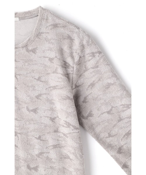 HIGH STREET(ハイストリート)の「HIGH STREET∴ウッドランド迷彩パイルJQクルーネックカットソー(Tシャツ/カットソー・メンズ・カーキ/グレー系その他/ブラック・M/L/LL)」の14枚目の写真