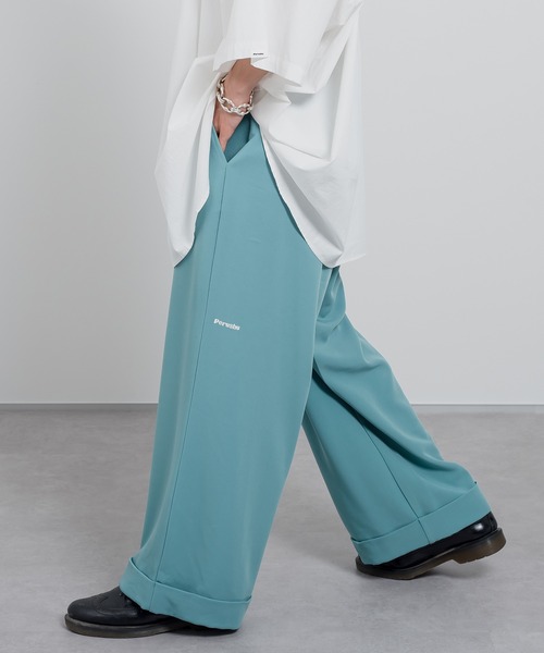 Perushu(ペルーシュ)の「ワンロールワイドスラックス(スラックス・メンズ・ライトブルー/ブラック/オフホワイト・MEDIUM/SMALL/LARGE)」の3枚目の写真
