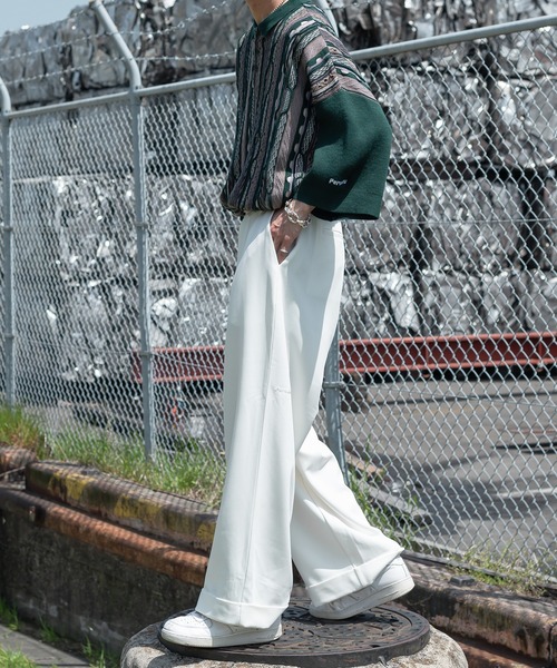 Perushu(ペルーシュ)の「ワンロールワイドスラックス(スラックス・メンズ・ライトブルー/ブラック/オフホワイト・MEDIUM/SMALL/LARGE)」の12枚目の写真