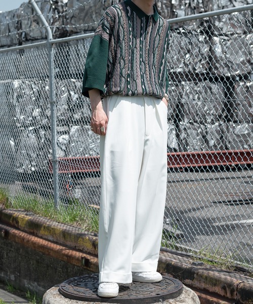 Perushu(ペルーシュ)の「ワンロールワイドスラックス(スラックス・メンズ・ライトブルー/ブラック/オフホワイト・MEDIUM/SMALL/LARGE)」の11枚目の写真