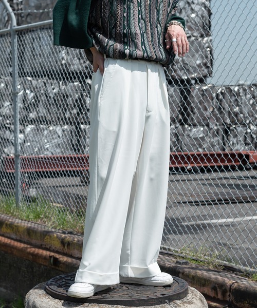 Perushu(ペルーシュ)の「ワンロールワイドスラックス(スラックス・メンズ・ライトブルー/ブラック/オフホワイト・MEDIUM/SMALL/LARGE)」の15枚目の写真