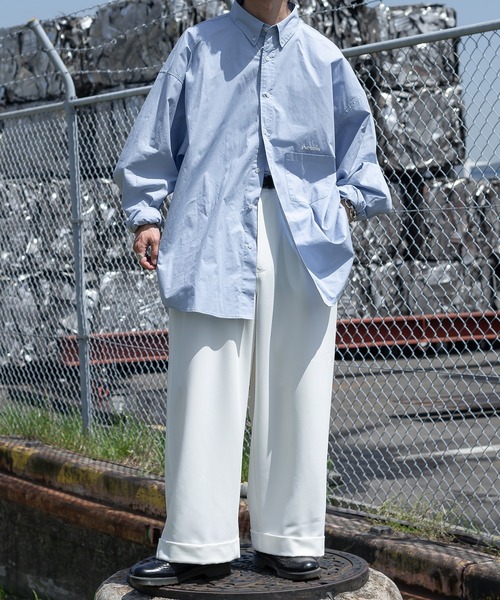 Perushu(ペルーシュ)の「ワンロールワイドスラックス(スラックス・メンズ・ライトブルー/ブラック/オフホワイト・MEDIUM/SMALL/LARGE)」の10枚目の写真