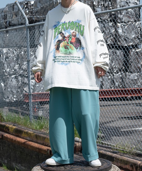 Perushu(ペルーシュ)の「ワンロールワイドスラックス(スラックス・メンズ・ライトブルー/ブラック/オフホワイト・MEDIUM/SMALL/LARGE)」の22枚目の写真