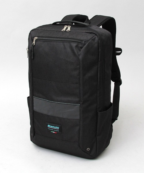 Bianchi（ビアンキ）の「Bianchi / ビアンキ /  POLYESTER 900D メランジ スクエアバックパック / ビジネスリュック / 大容量 / リフレクション / REPREVE / BLMM-04（バックパック/リュック・メンズ・ブラック・FREE）」の2枚目の写真