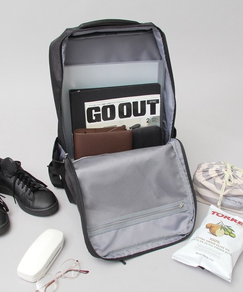 Bianchi（ビアンキ）の「Bianchi / ビアンキ /  POLYESTER 900D メランジ スクエアバックパック / ビジネスリュック / 大容量 / リフレクション / REPREVE / BLMM-04（バックパック/リュック・メンズ・ブラック・FREE）」の9枚目の写真