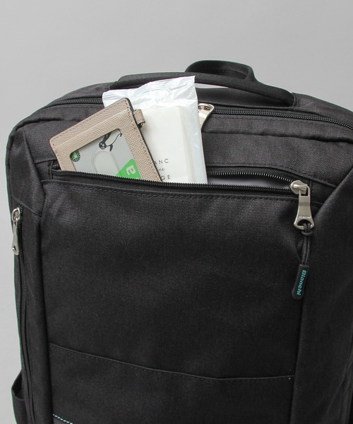 Bianchi（ビアンキ）の「Bianchi / ビアンキ /  POLYESTER 900D メランジ スクエアバックパック / ビジネスリュック / 大容量 / リフレクション / REPREVE / BLMM-04（バックパック/リュック・メンズ・ブラック・FREE）」の12枚目の写真