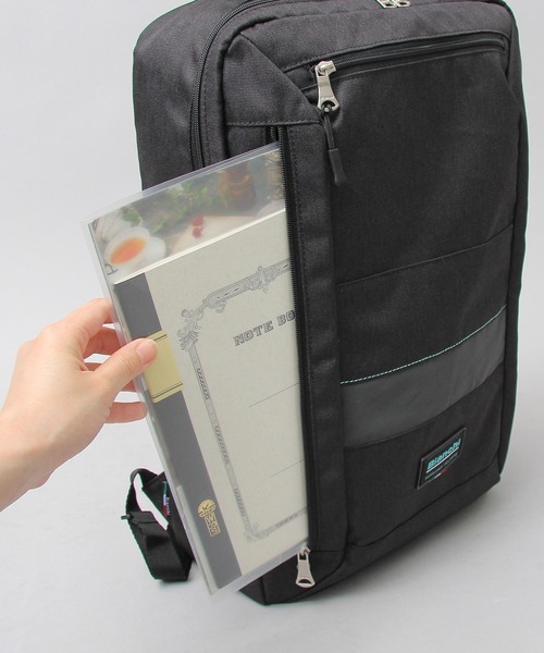 Bianchi（ビアンキ）の「Bianchi / ビアンキ /  POLYESTER 900D メランジ スクエアバックパック / ビジネスリュック / 大容量 / リフレクション / REPREVE / BLMM-04（バックパック/リュック・メンズ・ブラック・FREE）」の13枚目の写真