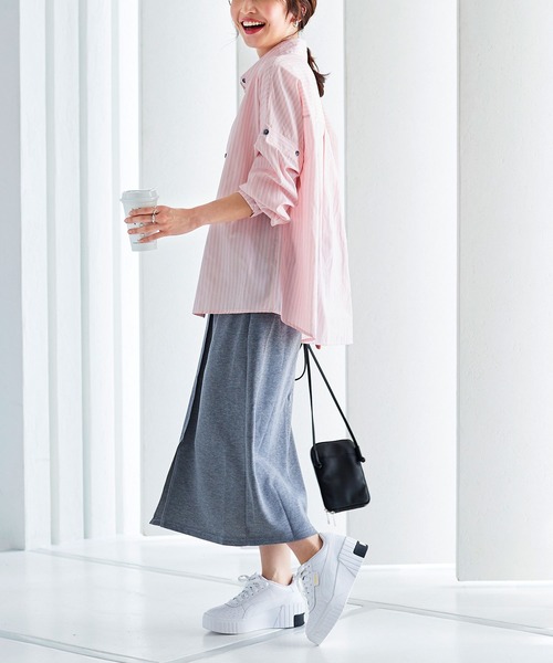 KOBE LETTUCE（コウベレタス）の「袖取り外し2wayストライプブラウス[C6153]（シャツ/ブラウス・レディース・オフホワイト/ピンク/ネイビー・FREE）」の2枚目の写真