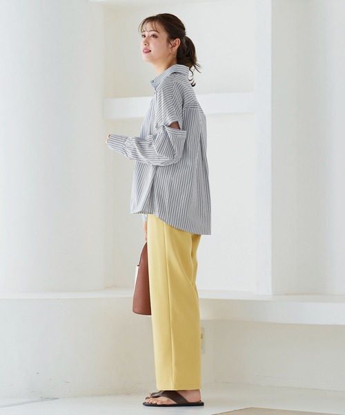 KOBE LETTUCE（コウベレタス）の「袖取り外し2wayストライプブラウス[C6153]（シャツ/ブラウス・レディース・オフホワイト/ピンク/ネイビー・FREE）」の5枚目の写真