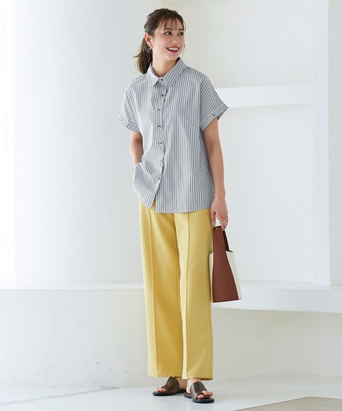 KOBE LETTUCE（コウベレタス）の「袖取り外し2wayストライプブラウス[C6153]（シャツ/ブラウス・レディース・オフホワイト/ピンク/ネイビー・FREE）」の6枚目の写真