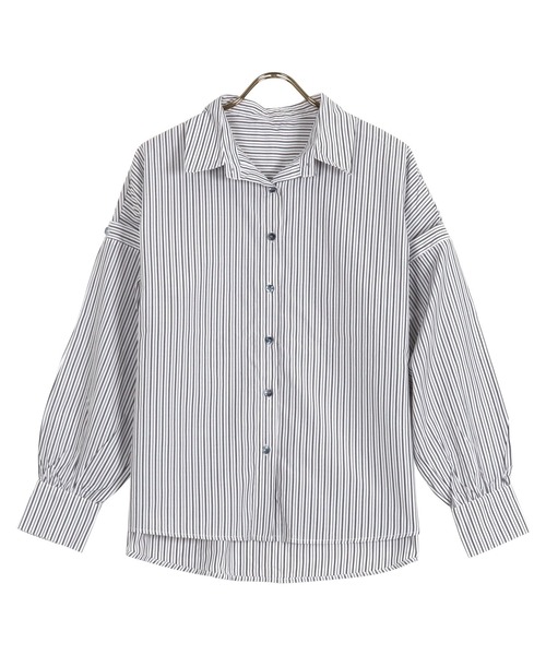 KOBE LETTUCE（コウベレタス）の「袖取り外し2wayストライプブラウス[C6153]（シャツ/ブラウス・レディース・オフホワイト/ピンク/ネイビー・FREE）」の10枚目の写真