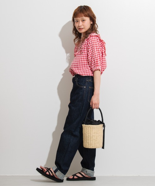 MERLOT（メルロー）の「リボンかごバッグ（かごバッグ・レディース・ホワイト/ブラック/ピンク・FREE）」の6枚目の写真