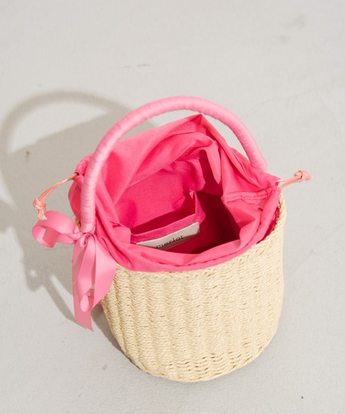 MERLOT（メルロー）の「リボンかごバッグ（かごバッグ・レディース・ホワイト/ブラック/ピンク・FREE）」の12枚目の写真